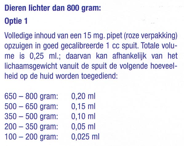 Het middel voor vlooien en mijten met de werkzame stof selamectine is gemakkelijk te doseren bij bijzondere dieren zoals: konijn, cavia en rat.